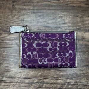 Coach Signature Mini Coin Case Keyring 11.5x7.5cm Purple